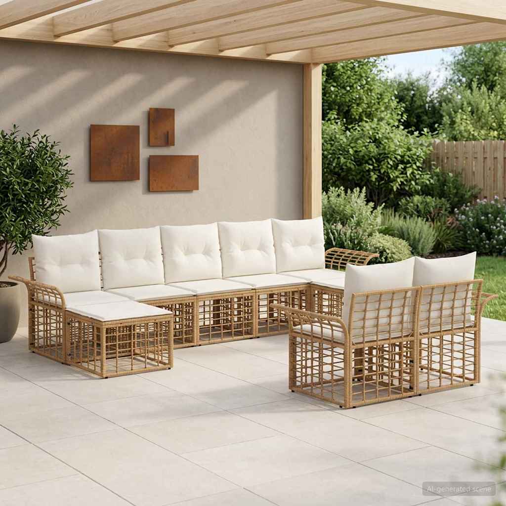 Set di divani da esterno 9 pcs Naturale e Bianco Crema | homemem39