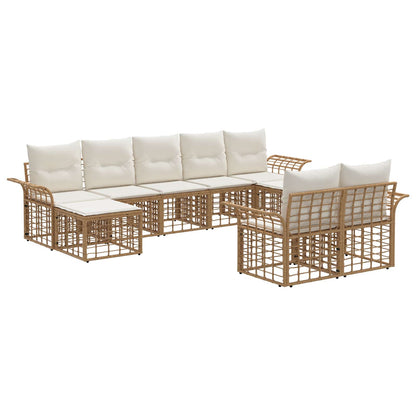 Set di divani da esterno 9 pcs Naturale e Bianco Crema