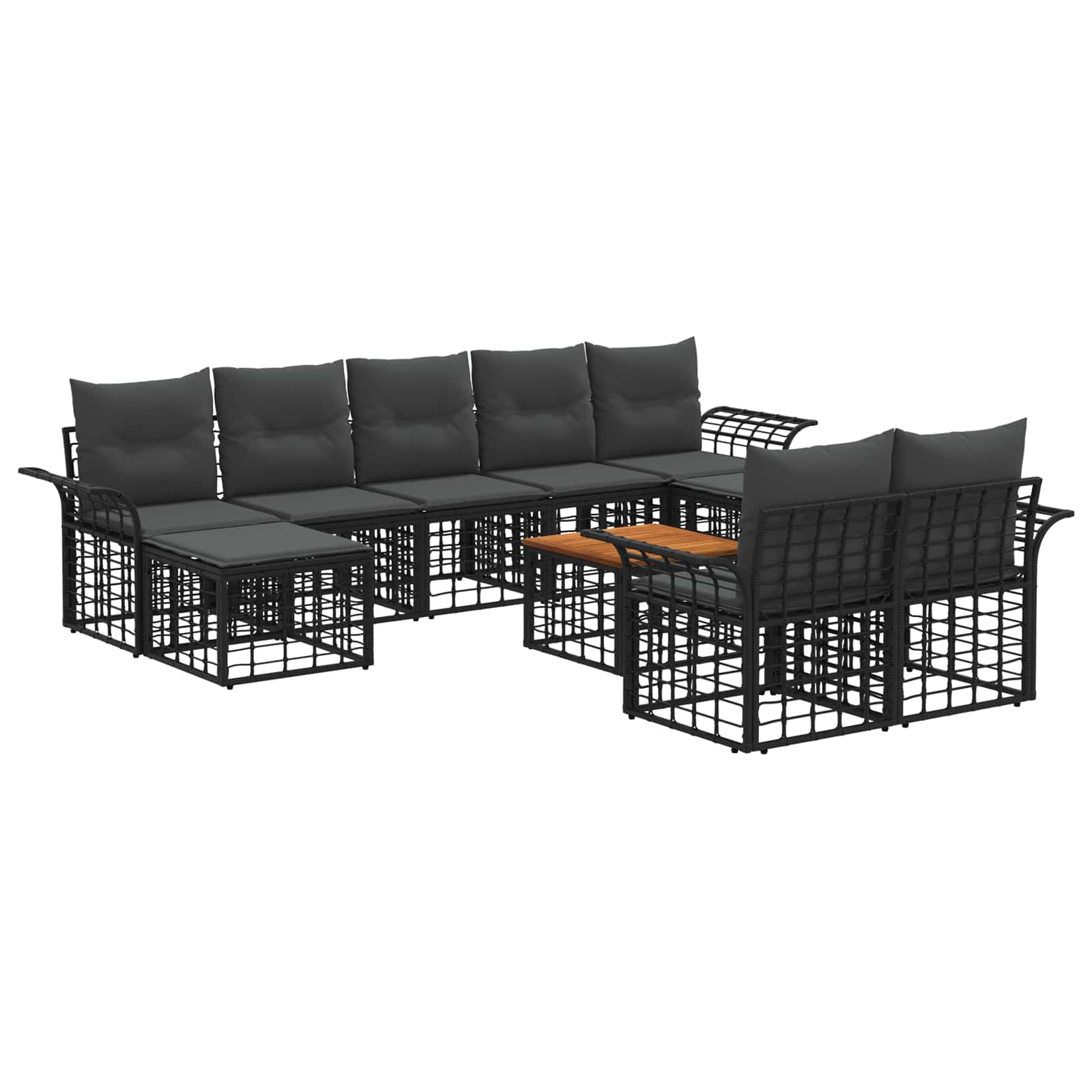 Set di divani da esterno 10 pcs Nero e Grigio scuro Poliestere | homemem39