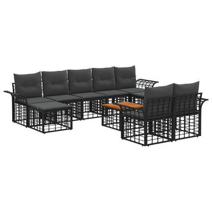 Set di divani da esterno 10 pcs Nero e Grigio scuro Poliestere | homemem39