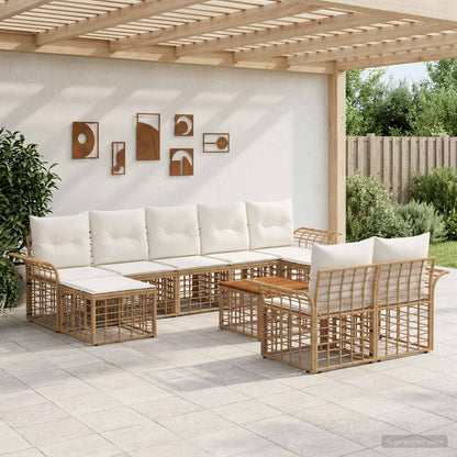 Set di divani da esterno 10 pcs Naturale e Bianco Crema | homemem39