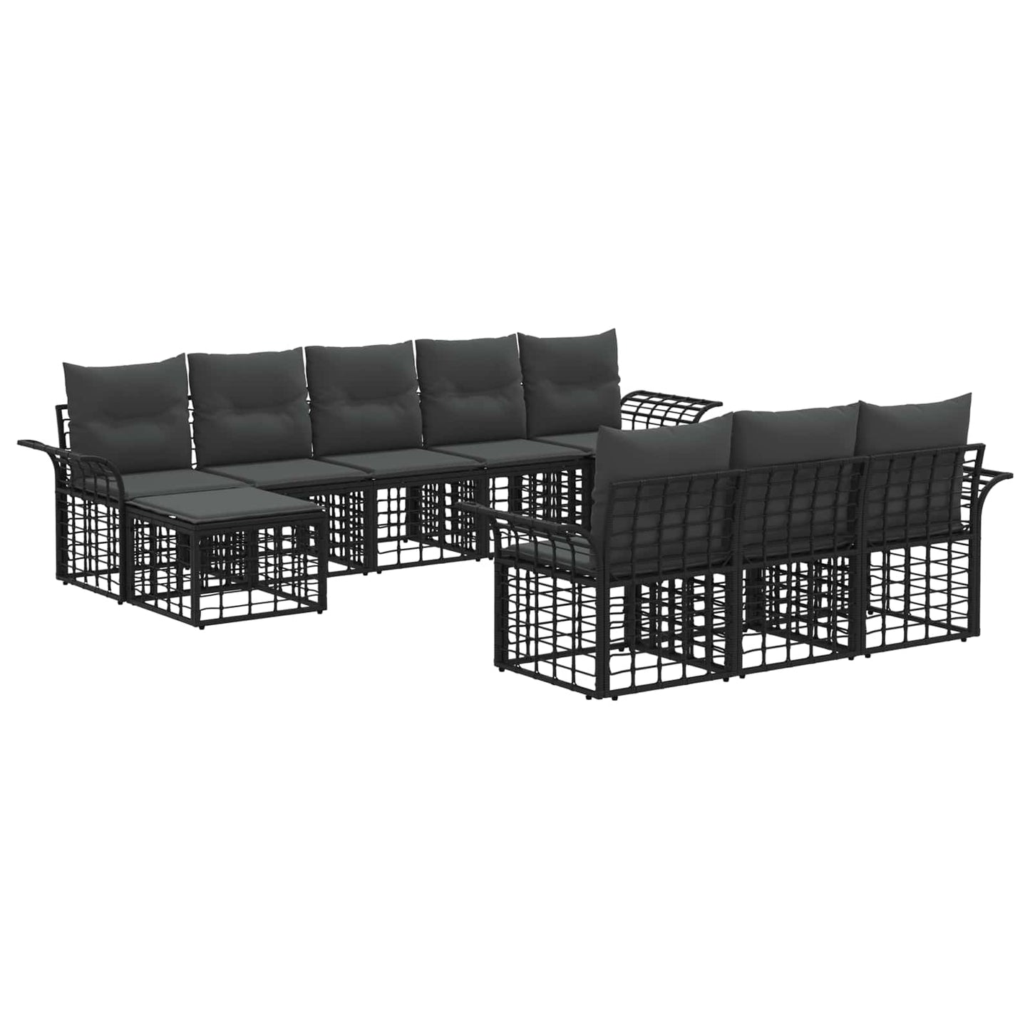 Set di divani da esterno 10 pcs Nero e Grigio scuro Poliestere | homemem39