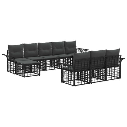 Set di divani da esterno 10 pcs Nero e Grigio scuro Poliestere | homemem39