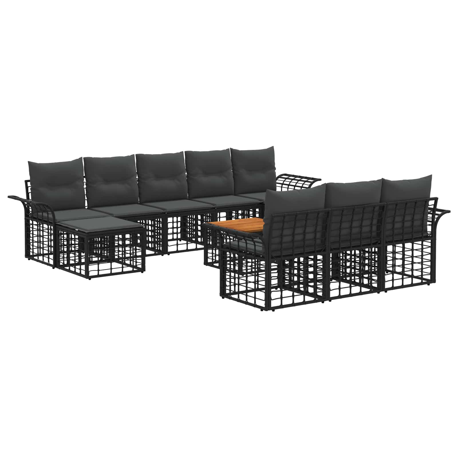 Set di divani da esterno 11 pcs Nero e Grigio scuro Poliestere | homemem39