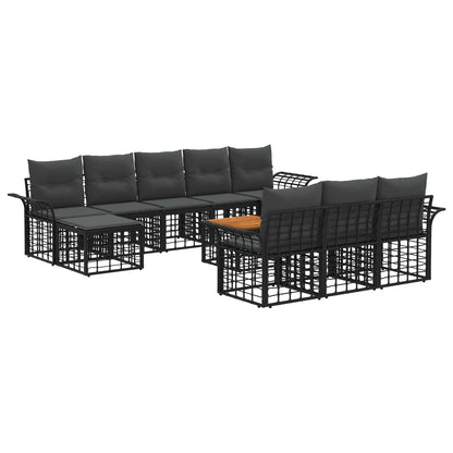 Set di divani da esterno 11 pcs Nero e Grigio scuro Poliestere | homemem39