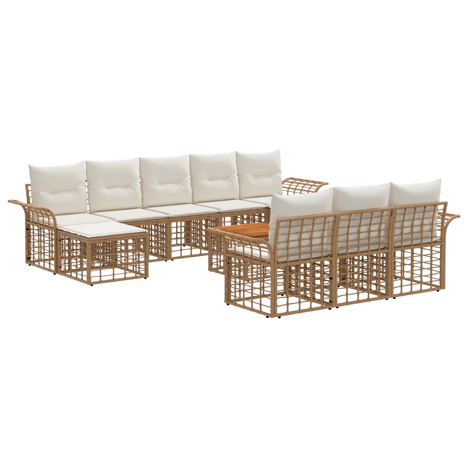 Set di divani da esterno 11 pcs Naturale e Bianco Crema | homemem39