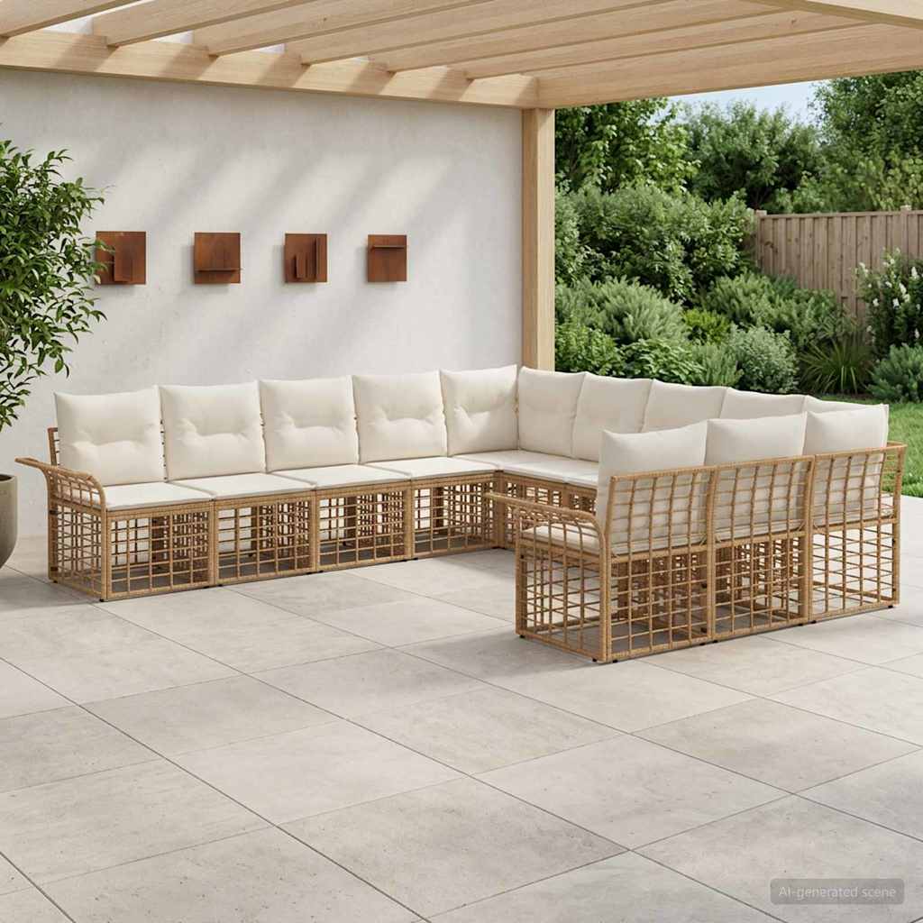Set di divani da esterno 11 pcs Naturale e Bianco Crema | homemem39