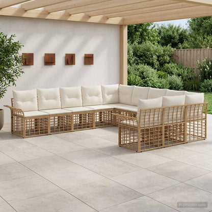 Set di divani da esterno 11 pcs Naturale e Bianco Crema | homemem39