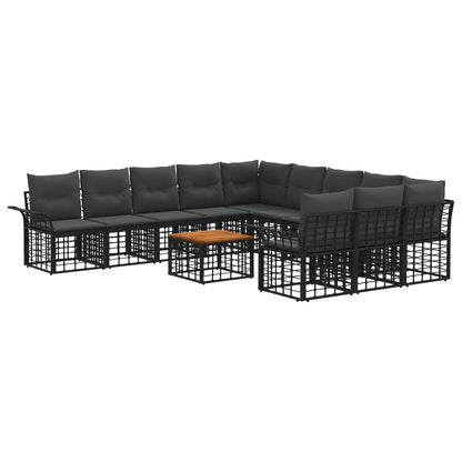 Set di divani da esterno 12 pcs Nero e Grigio scuro Poliestere | homemem39