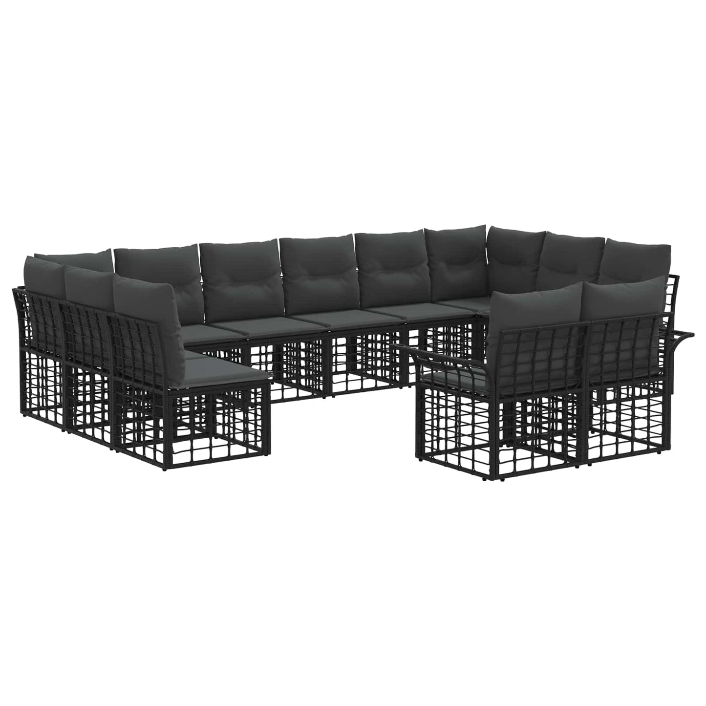 Set di divani da esterno 12 pcs Nero e Grigio scuro Poliestere | homemem39