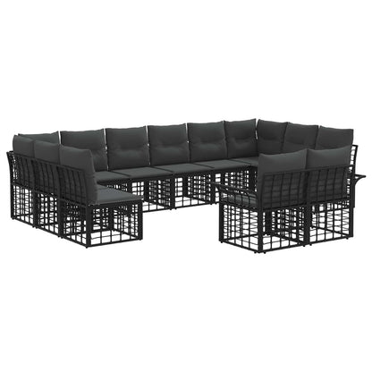 Set di divani da esterno 12 pcs Nero e Grigio scuro Poliestere | homemem39