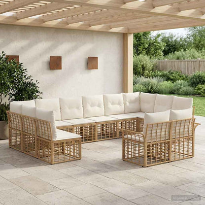 Set di divani da esterno 12 pcs Naturale e Bianco Crema | homemem39