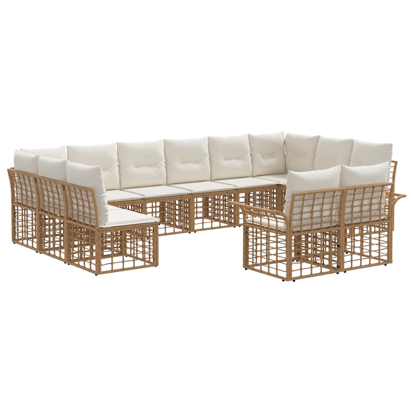 Set di divani da esterno 12 pcs Naturale e Bianco Crema | homemem39