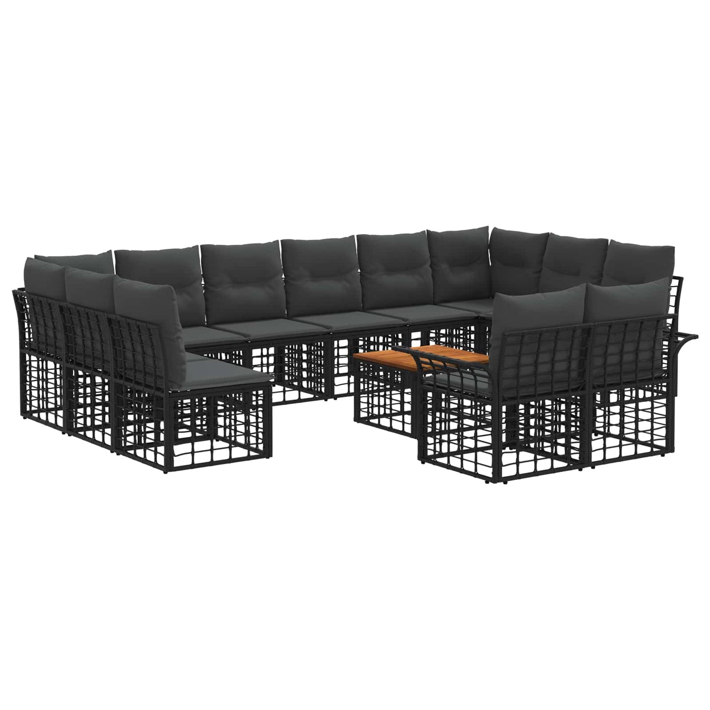 Set di divani da esterno 13 pcs Nero e Grigio scuro Poliestere | homemem39