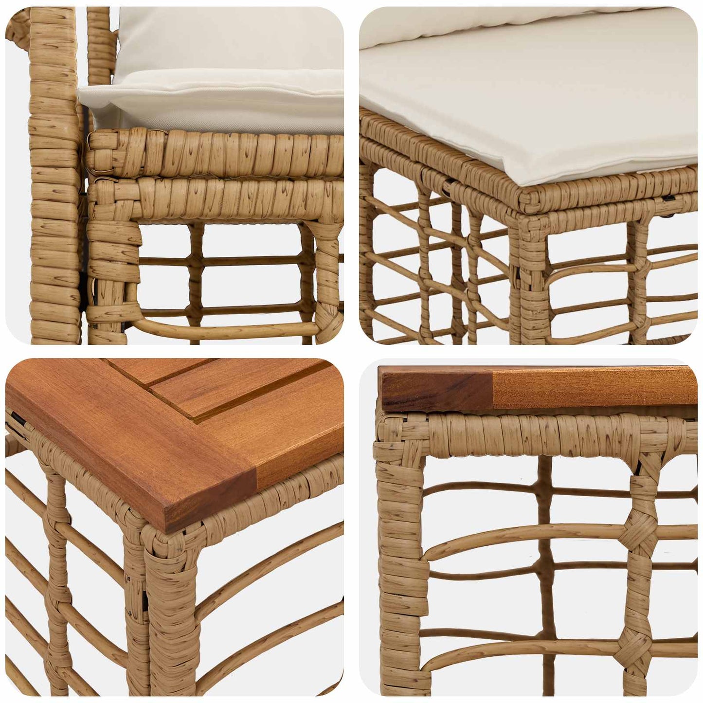 Set di divani da esterno 13 pcs Naturale e Bianco Crema | homemem39