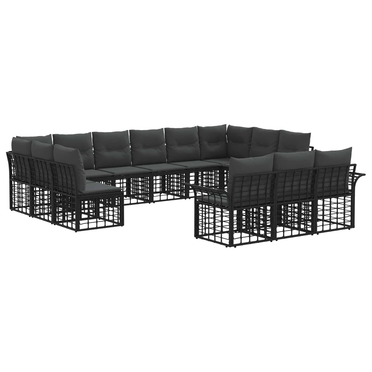Set di divani da esterno 13 pcs Nero e Grigio scuro Poliestere | homemem39