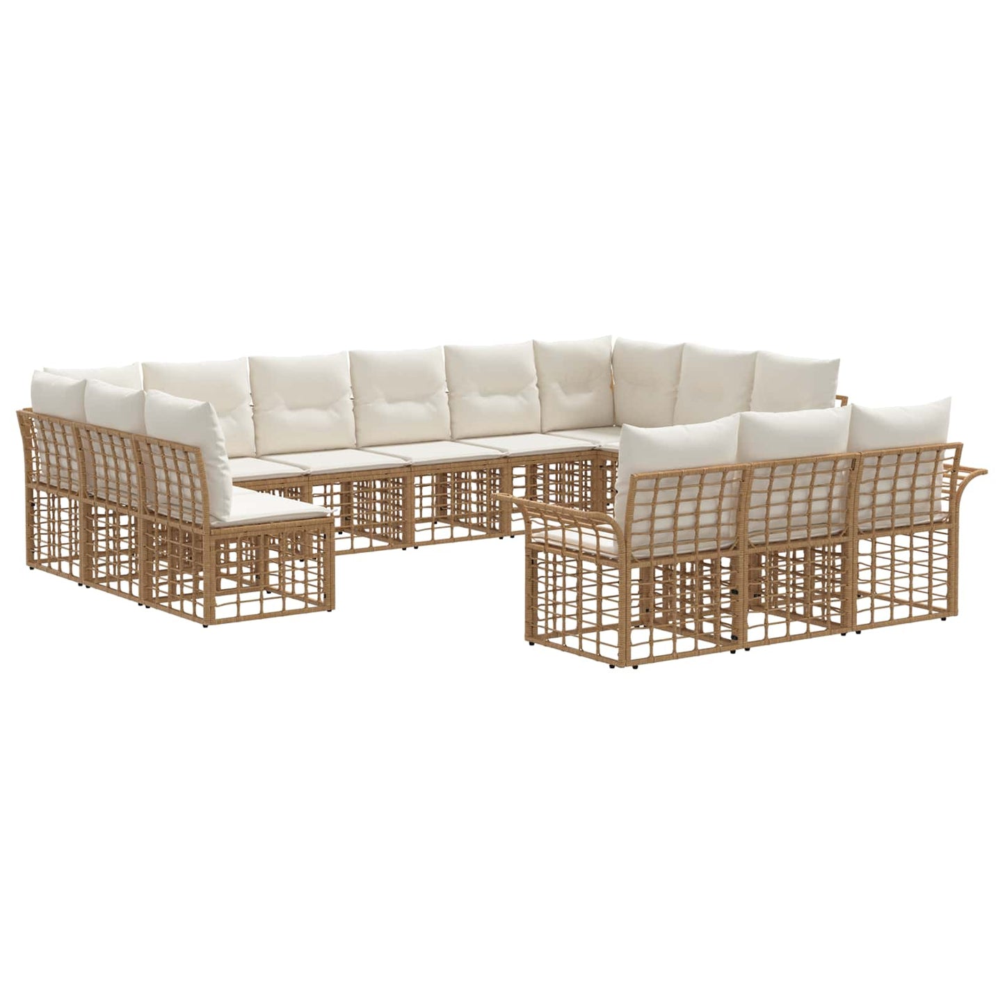 Set di divani da esterno 13 pcs Naturale e Bianco Crema | homemem39