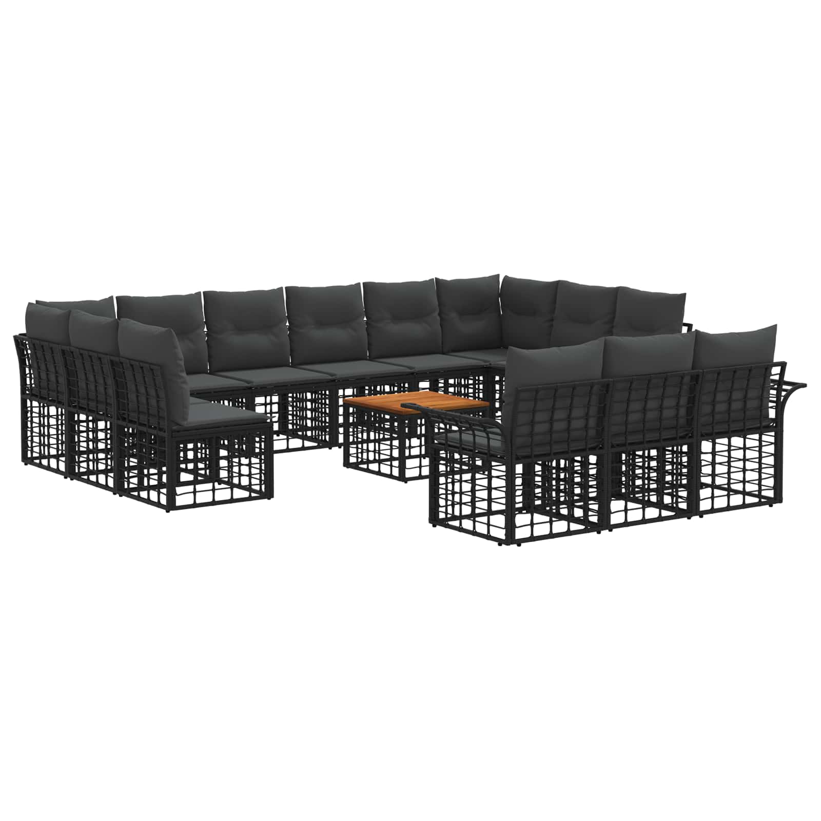 Set di divani da esterno 14 pcs Nero e Grigio scuro Poliestere | homemem39