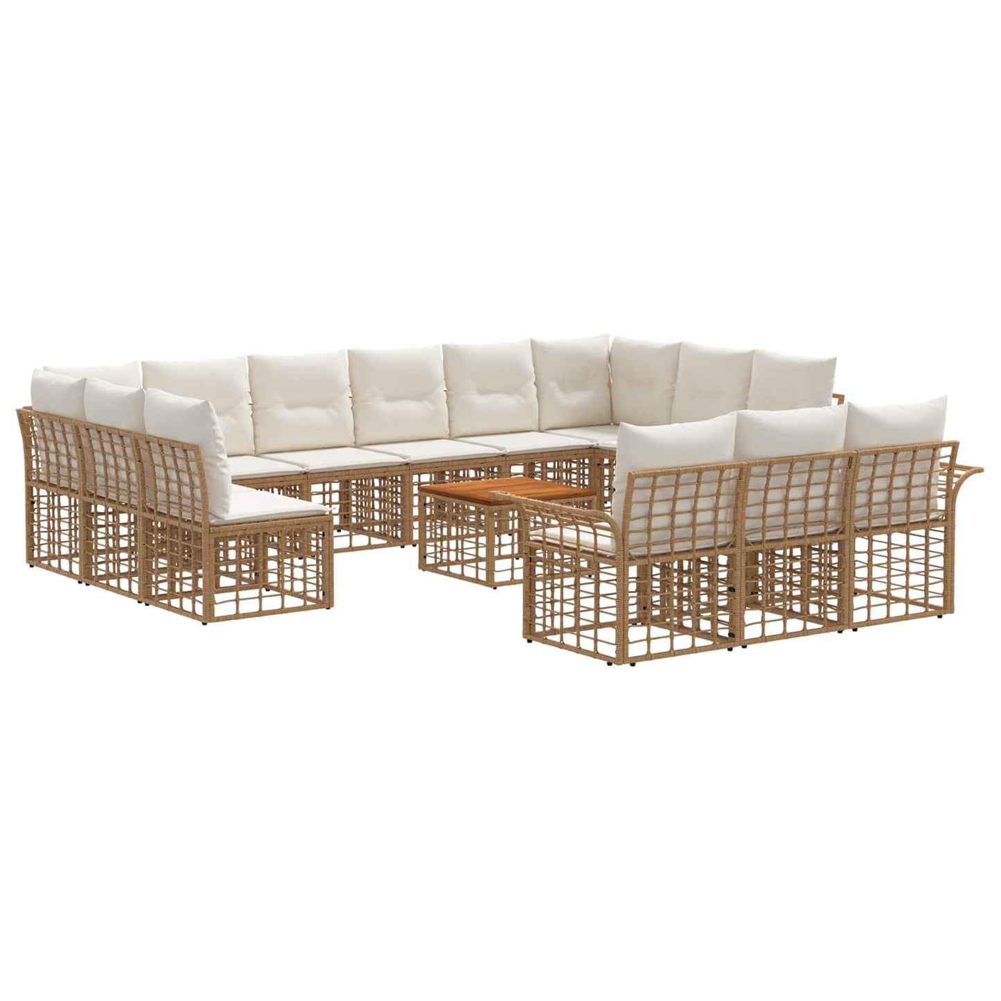 Set di divani da esterno 14 pcs Naturale e Bianco Crema | homemem39