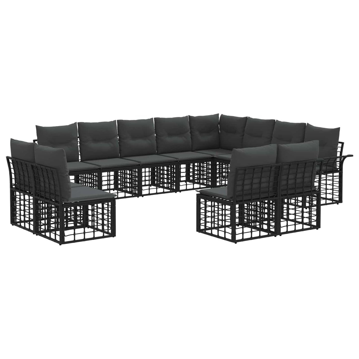 Set di divani da esterno 12 pcs Nero e Grigio scuro Poliestere | homemem39