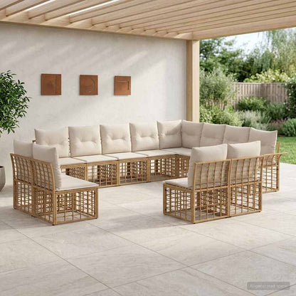 Set di divani da esterno 12 pcs Naturale e Bianco Crema | homemem39