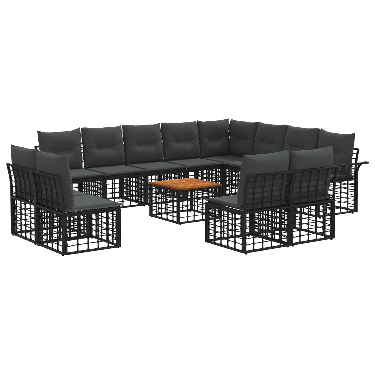 Set di divani da esterno 13 pcs Nero e Grigio scuro Poliestere | homemem39
