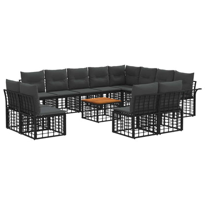 Set di divani da esterno 13 pcs Nero e Grigio scuro Poliestere | homemem39