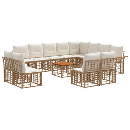 Set di divani da esterno 13 pcs Naturale e Bianco Crema | homemem39