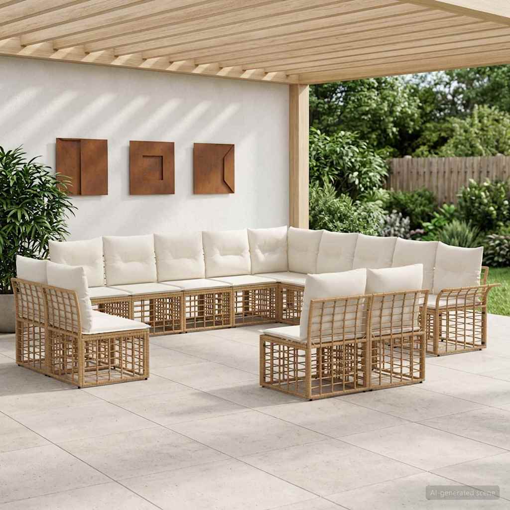 Set di divani da esterno 13 pcs Naturale e Bianco Crema | homemem39