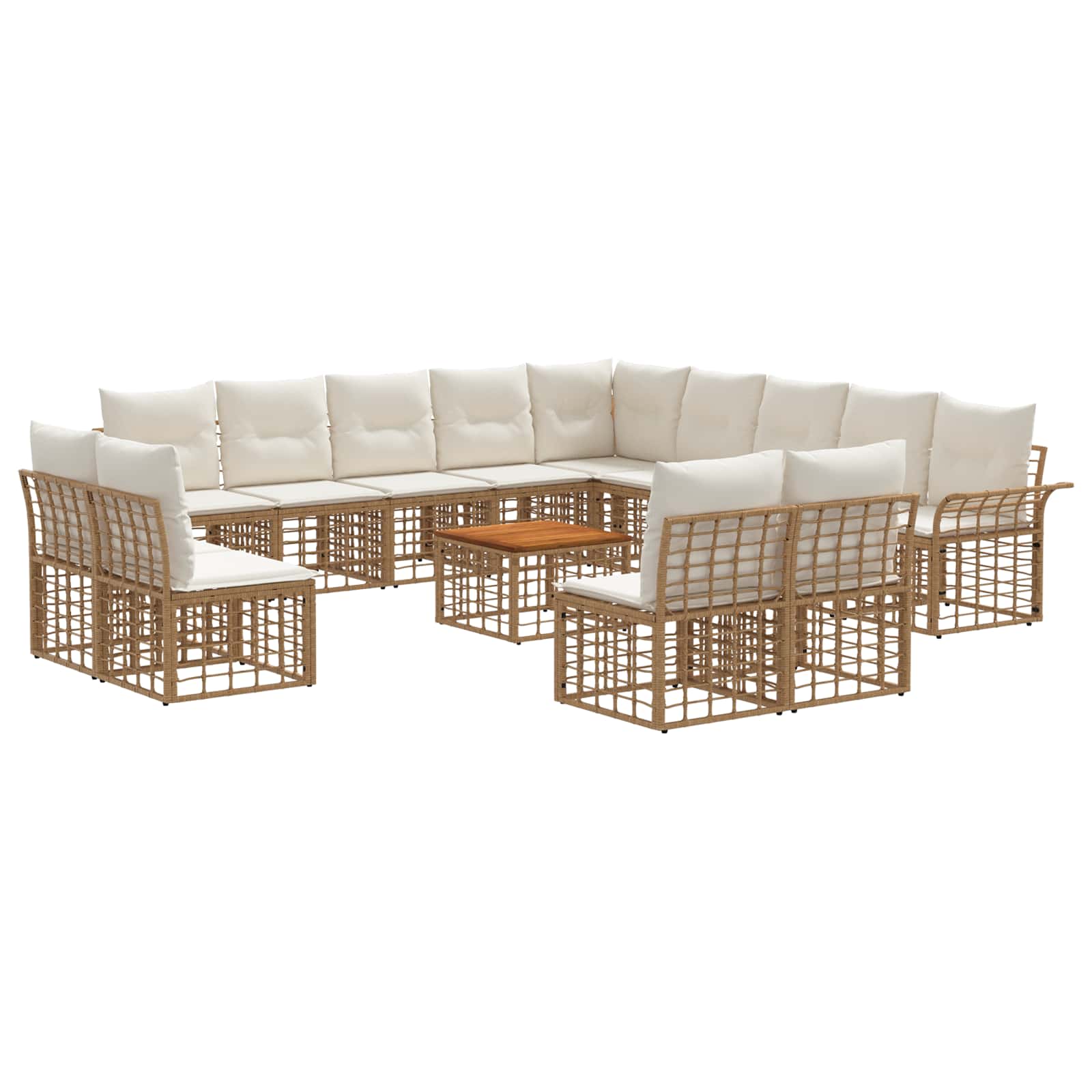 Set di divani da esterno 14 pcs Naturale e Bianco Crema | homemem39