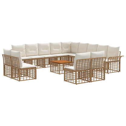 Set di divani da esterno 14 pcs Naturale e Bianco Crema | homemem39