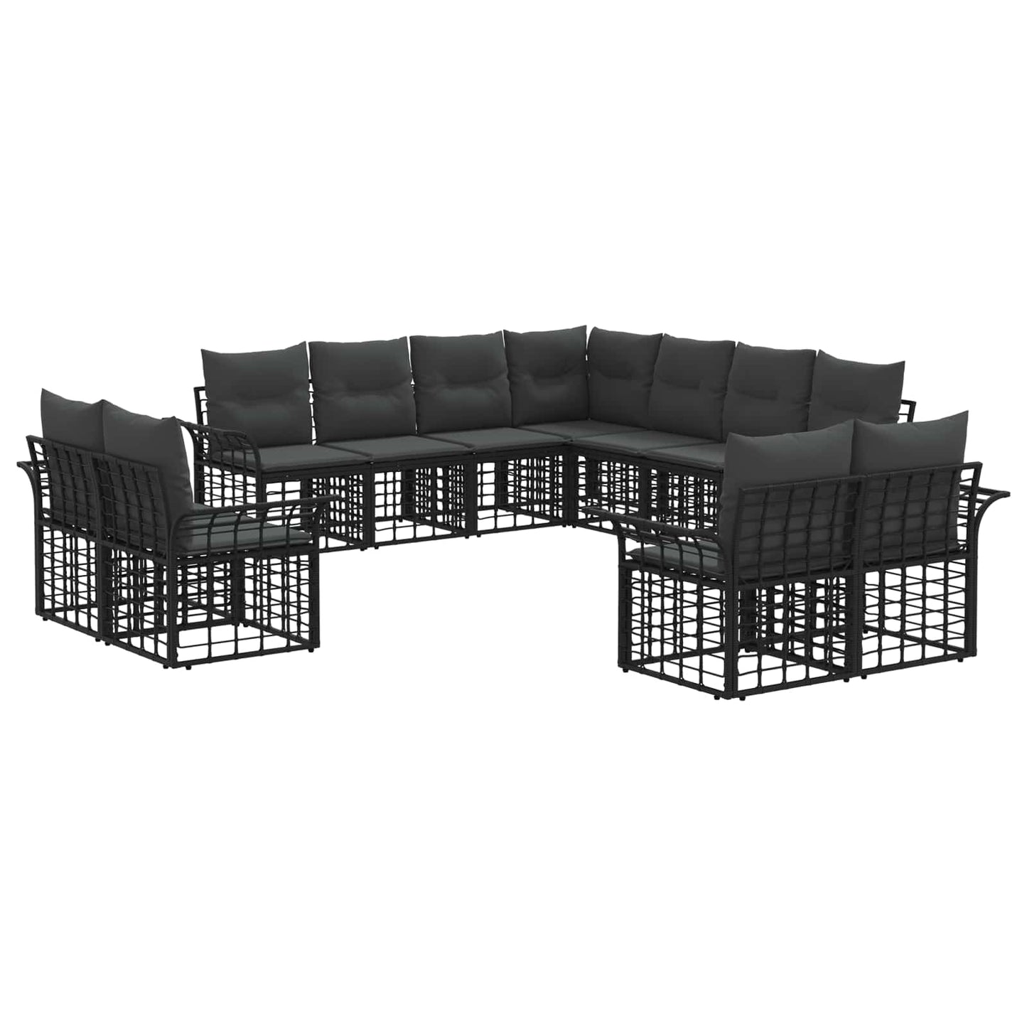 Set di divani da esterno 11 pcs Nero e Grigio scuro Poliestere | homemem39
