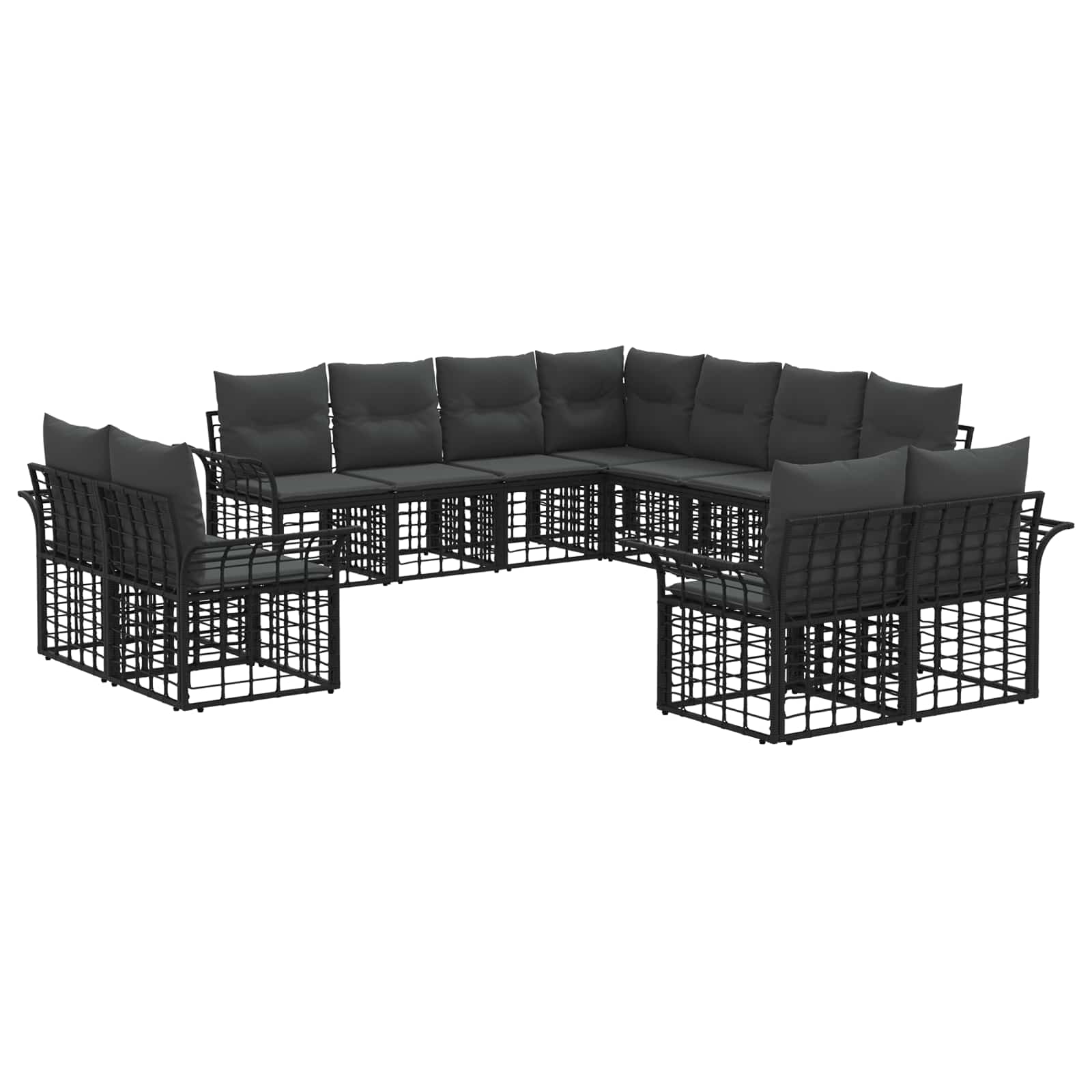 Set di divani da esterno 11 pcs Nero e Grigio scuro Poliestere | homemem39