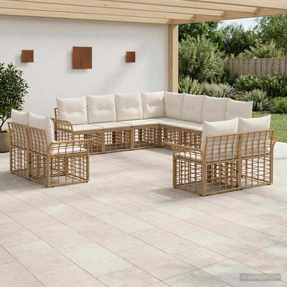 Set di divani da esterno 11 pcs Naturale e Bianco Crema | homemem39