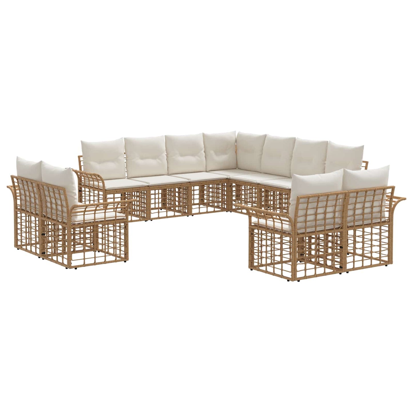 Set di divani da esterno 11 pcs Naturale e Bianco Crema | homemem39