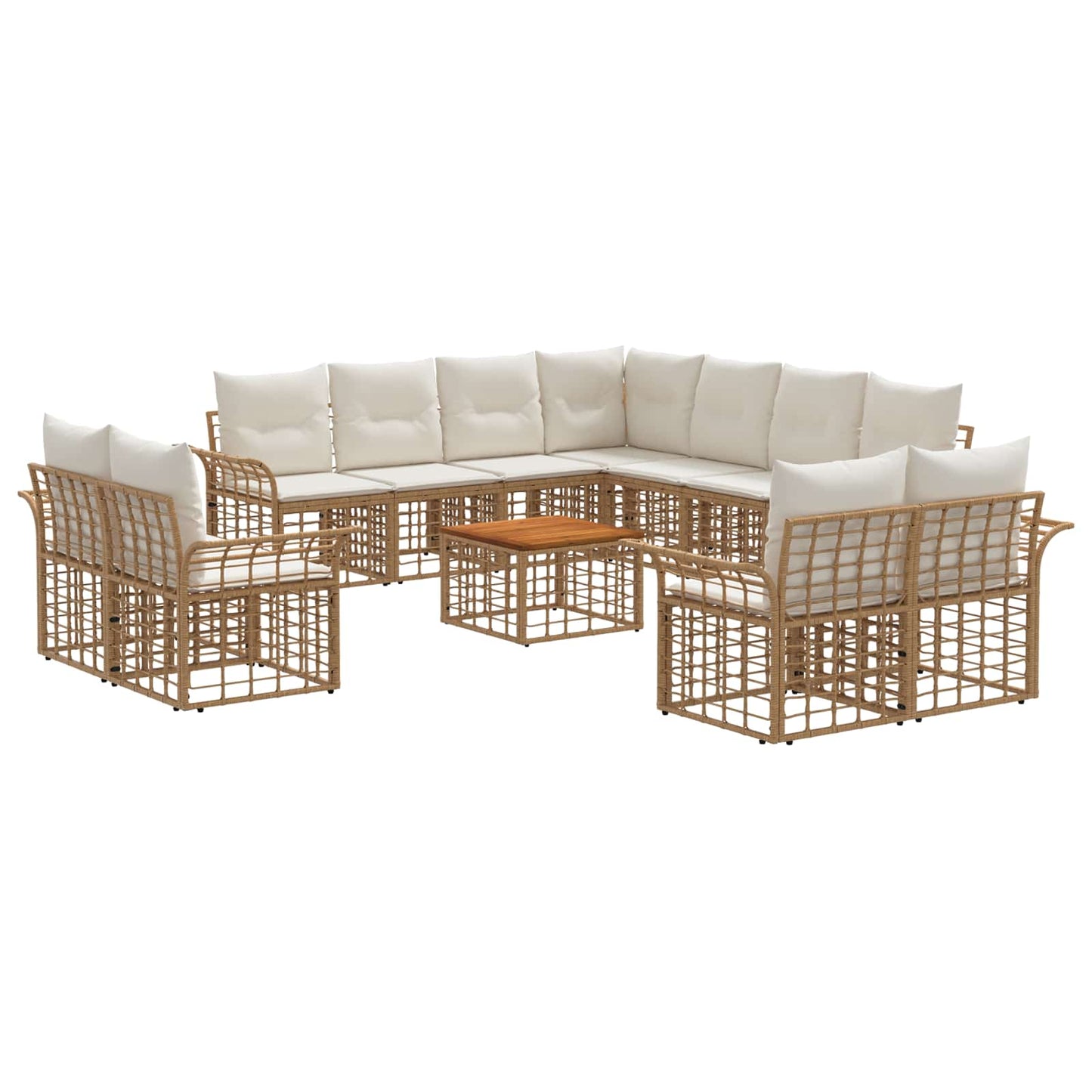 Set di divani da esterno 12 pcs Naturale e Bianco Crema | homemem39