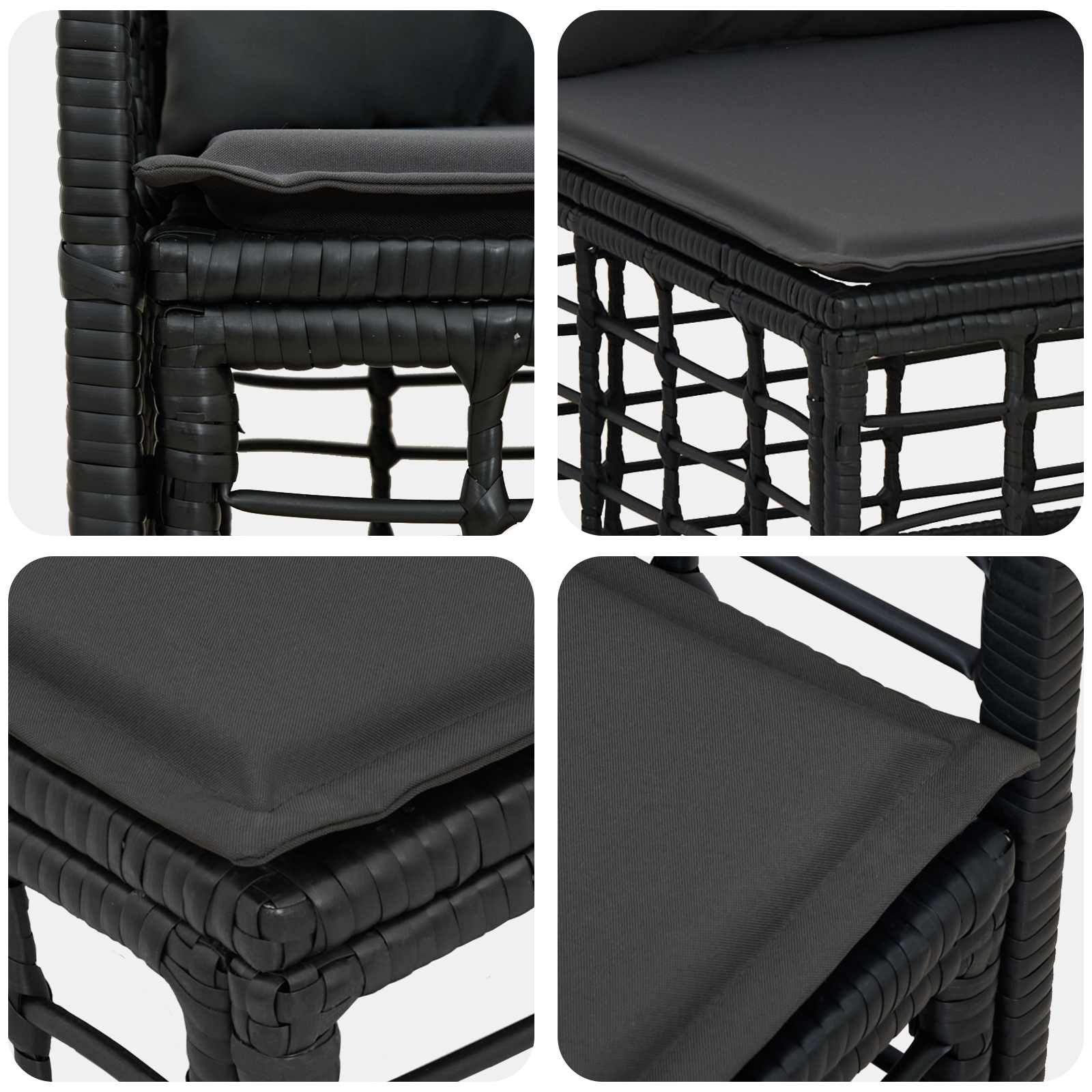Set di divani da esterno 12 pcs Nero e Grigio scuro Poliestere | homemem39
