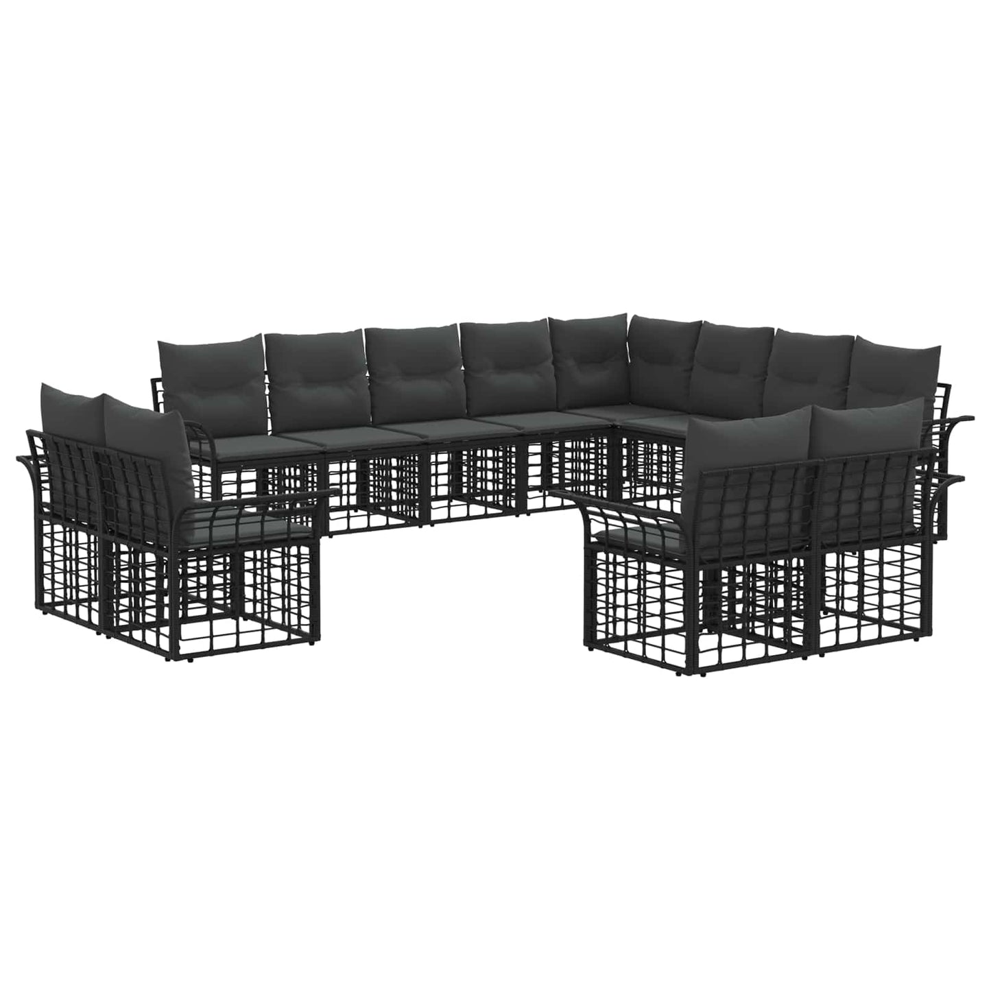Set di divani da esterno 12 pcs Nero e Grigio scuro Poliestere | homemem39