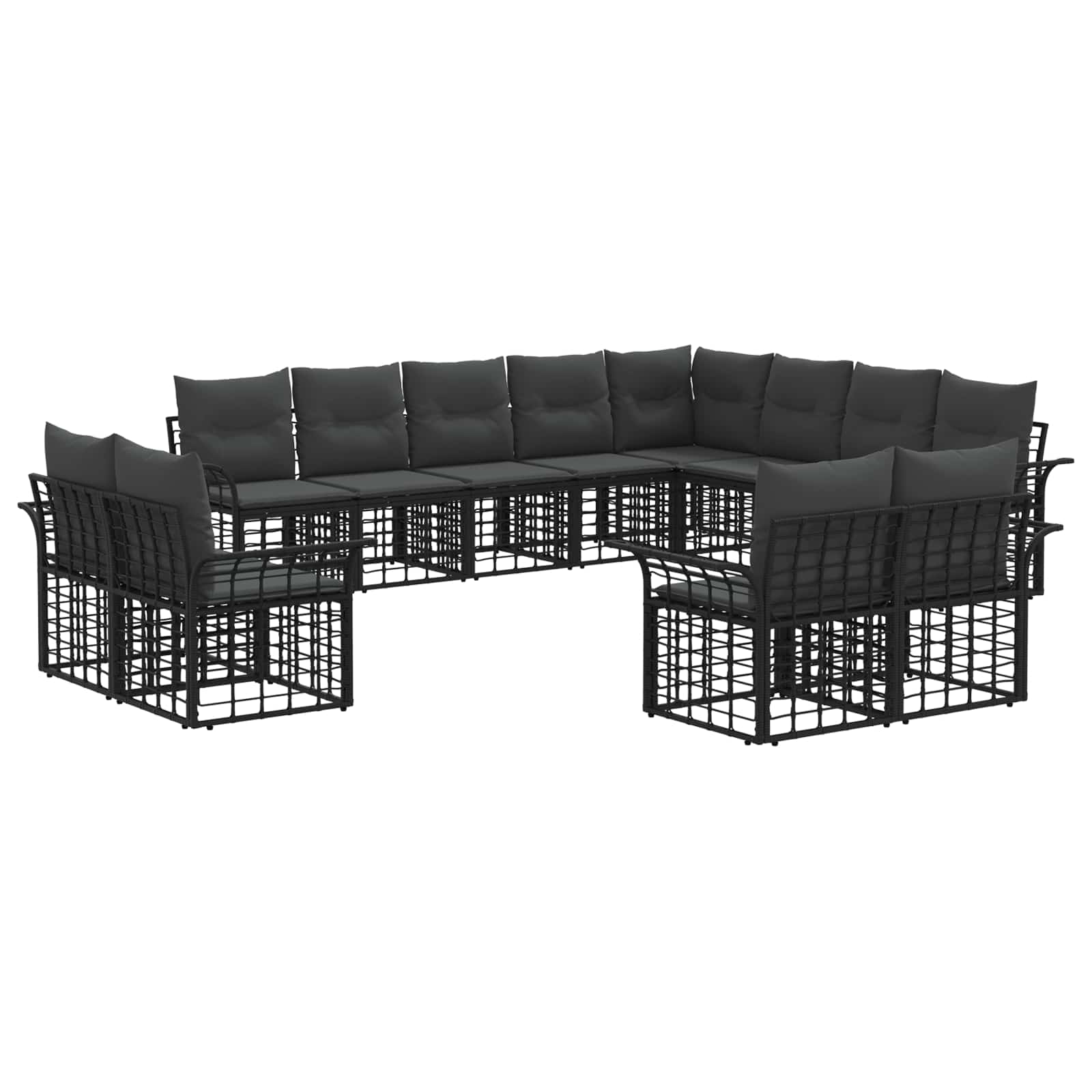 Set di divani da esterno 12 pcs Nero e Grigio scuro Poliestere | homemem39