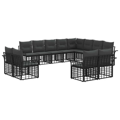 Set di divani da esterno 12 pcs Nero e Grigio scuro Poliestere | homemem39
