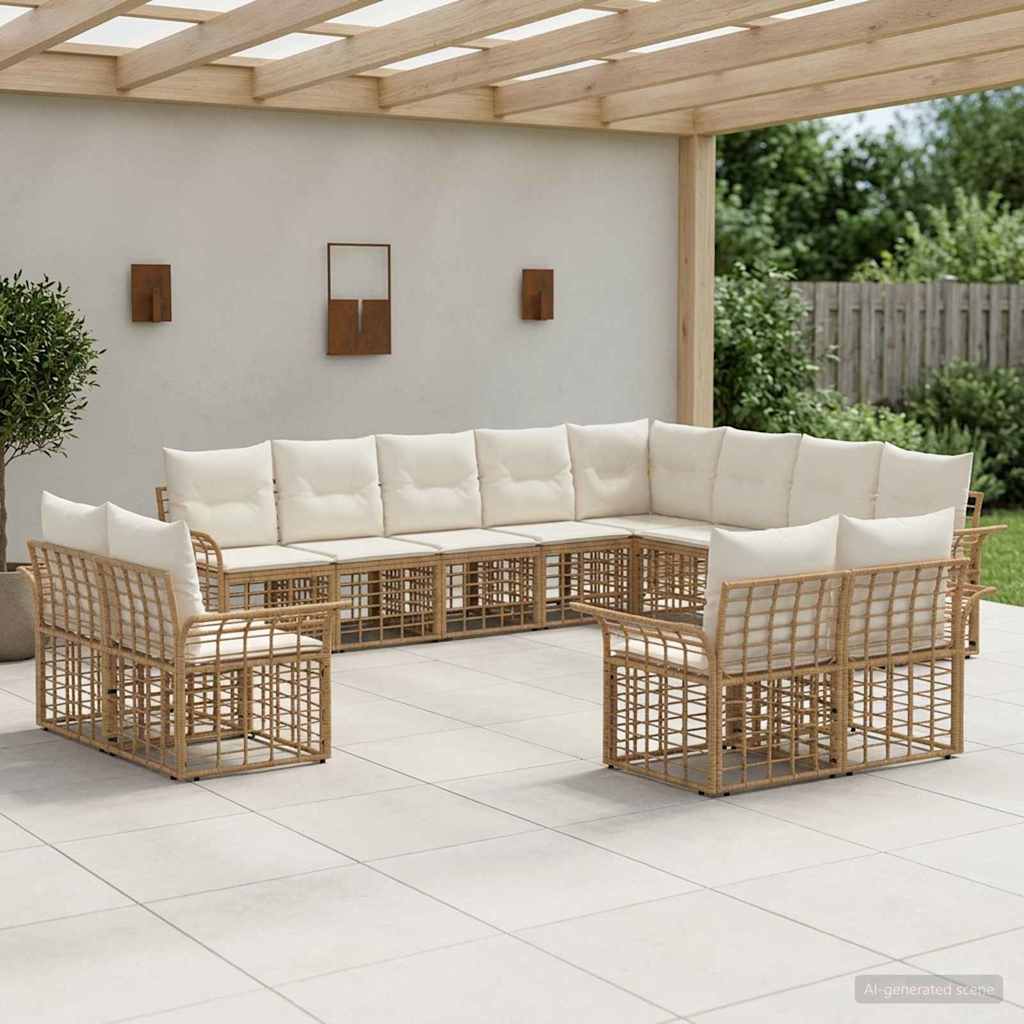 Set di divani da esterno 12 pcs Naturale e Bianco Crema | homemem39