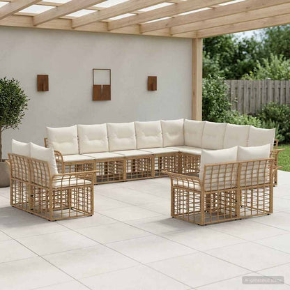 Set di divani da esterno 12 pcs Naturale e Bianco Crema | homemem39