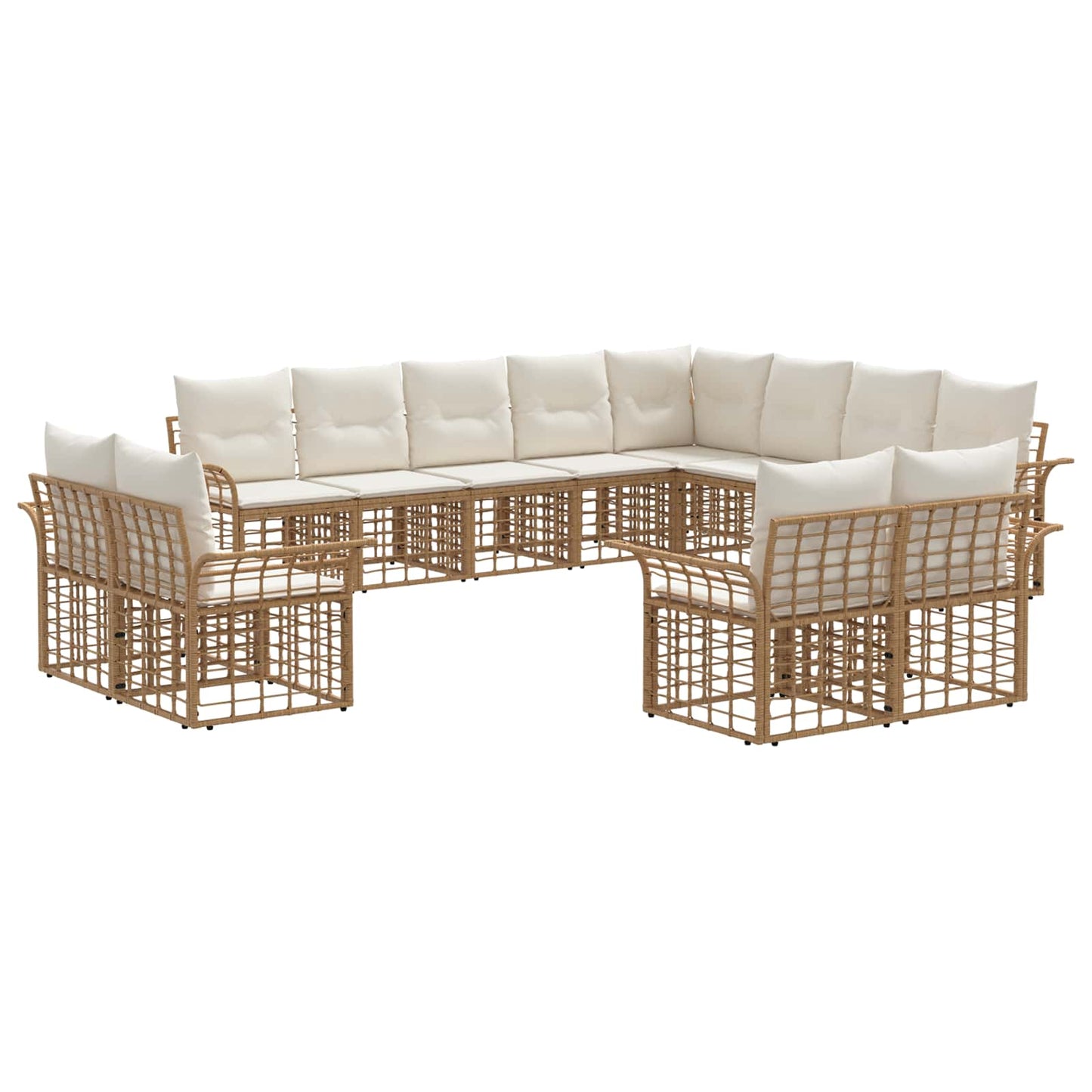 Set di divani da esterno 12 pcs Naturale e Bianco Crema | homemem39