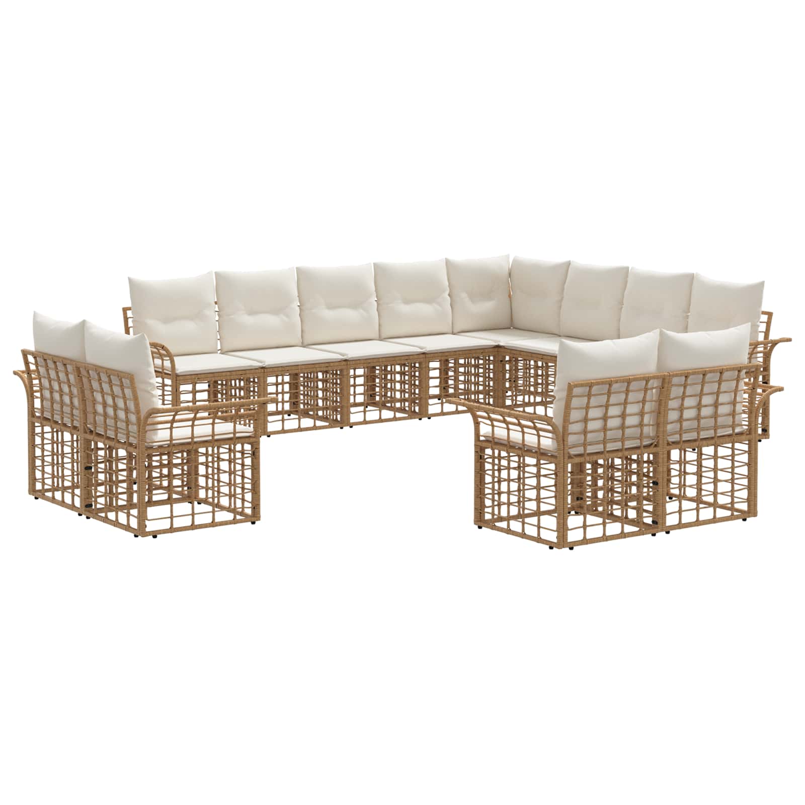Set di divani da esterno 12 pcs Naturale e Bianco Crema | homemem39