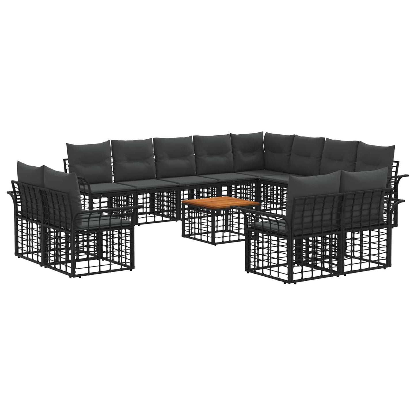 Set di divani da esterno 13 pcs Nero e Grigio scuro Poliestere | homemem39