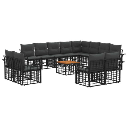 Set di divani da esterno 13 pcs Nero e Grigio scuro Poliestere | homemem39