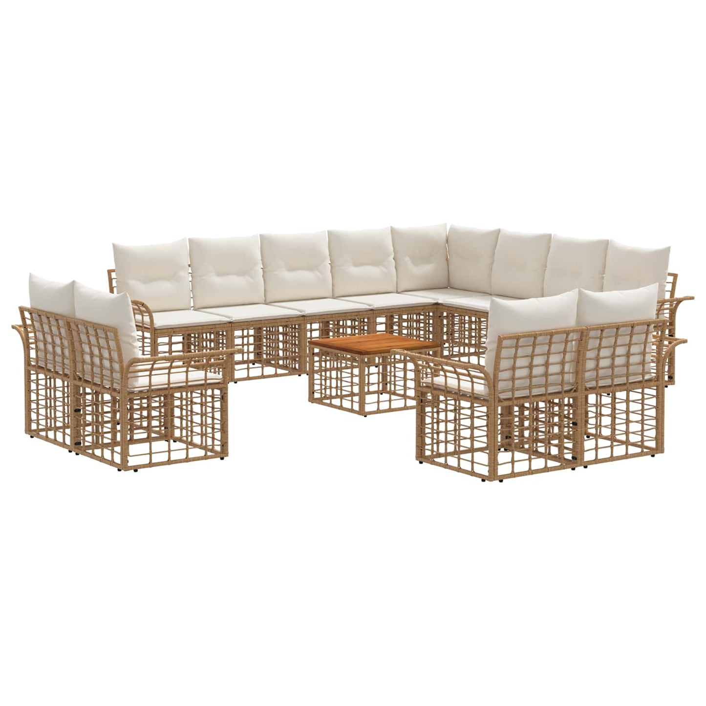 Set di divani da esterno 13 pcs Naturale e Bianco Crema | homemem39
