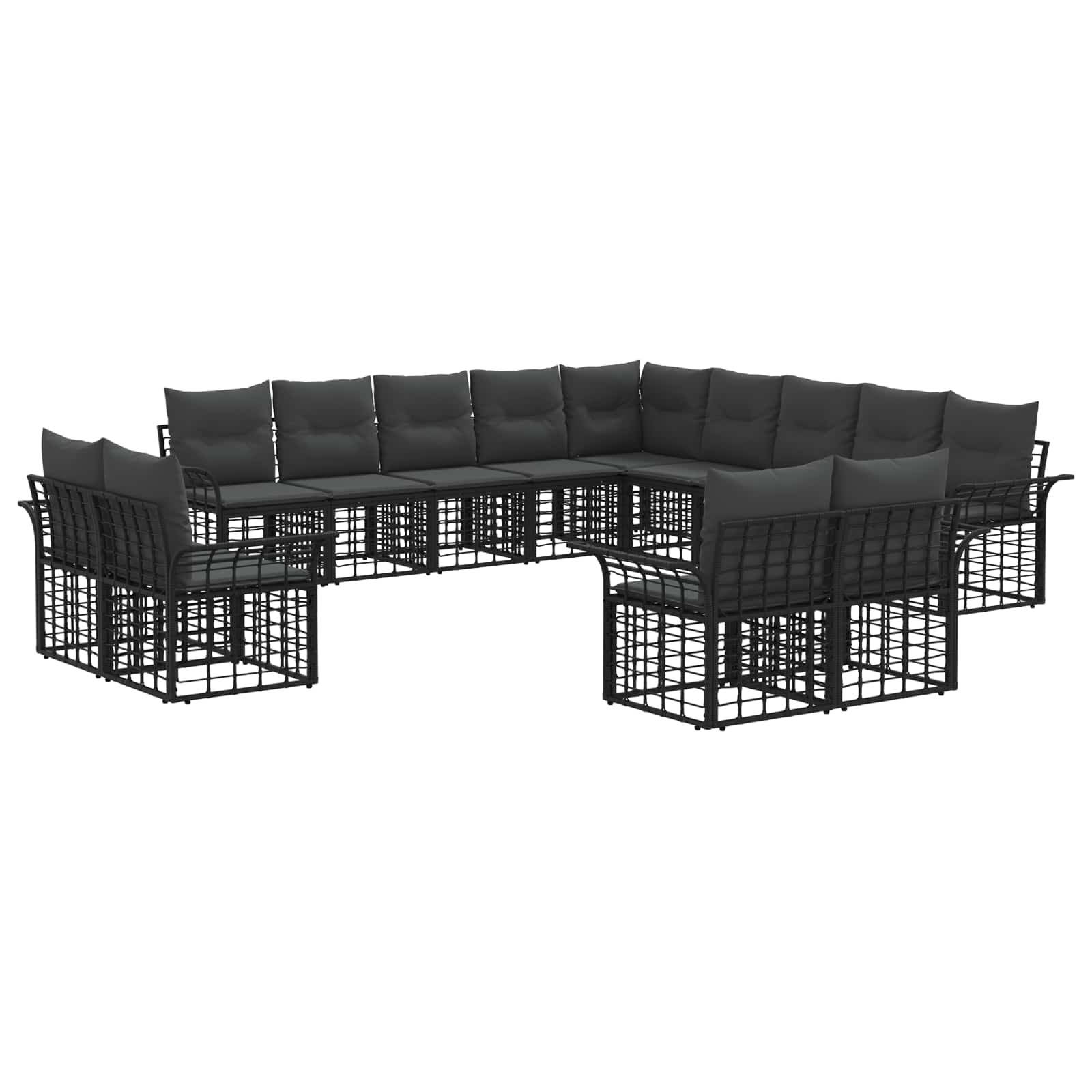 Set di divani da esterno 13 pcs Nero e Grigio scuro Poliestere | homemem39