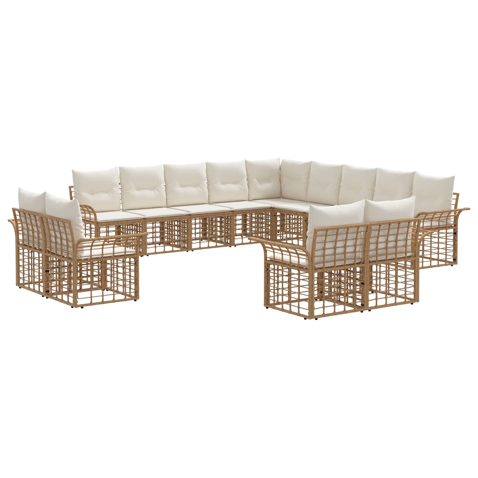 Set di divani da esterno 13 pcs Naturale e Bianco Crema | homemem39