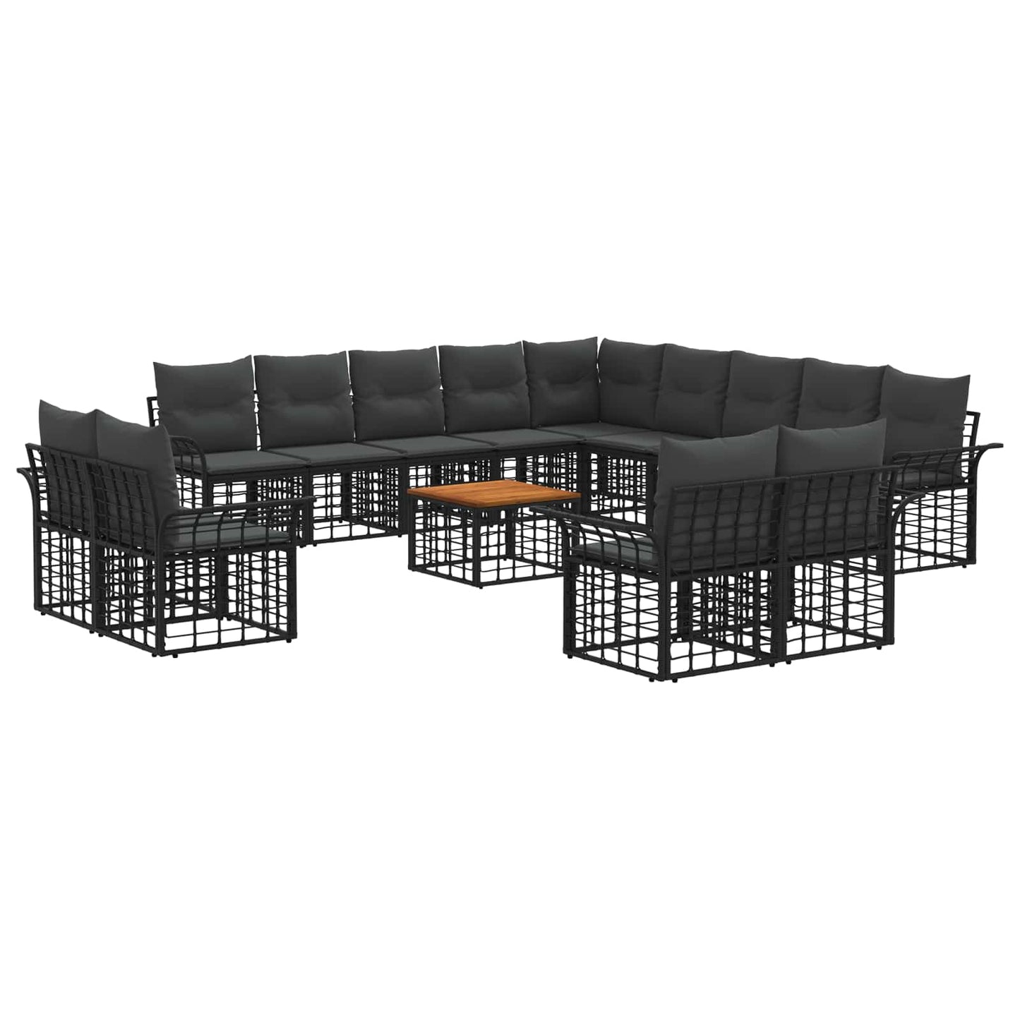 Set di divani da esterno 14 pcs Nero e Grigio scuro Poliestere | homemem39